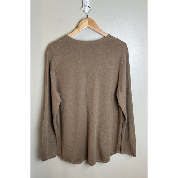 J.Jill Women's V-Neck Cardigan Button Up Long‎ Sleeve Brown Size Large Pockets - Picture 6 of 9